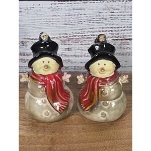 Christmas Snowman Salt & Pepper Shaker Set Kirklands Potters Garden Ceramic